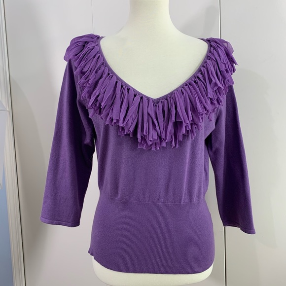 Whimsy by Sydney Easton XL sweater fringe V neck - Picture 8 of 8